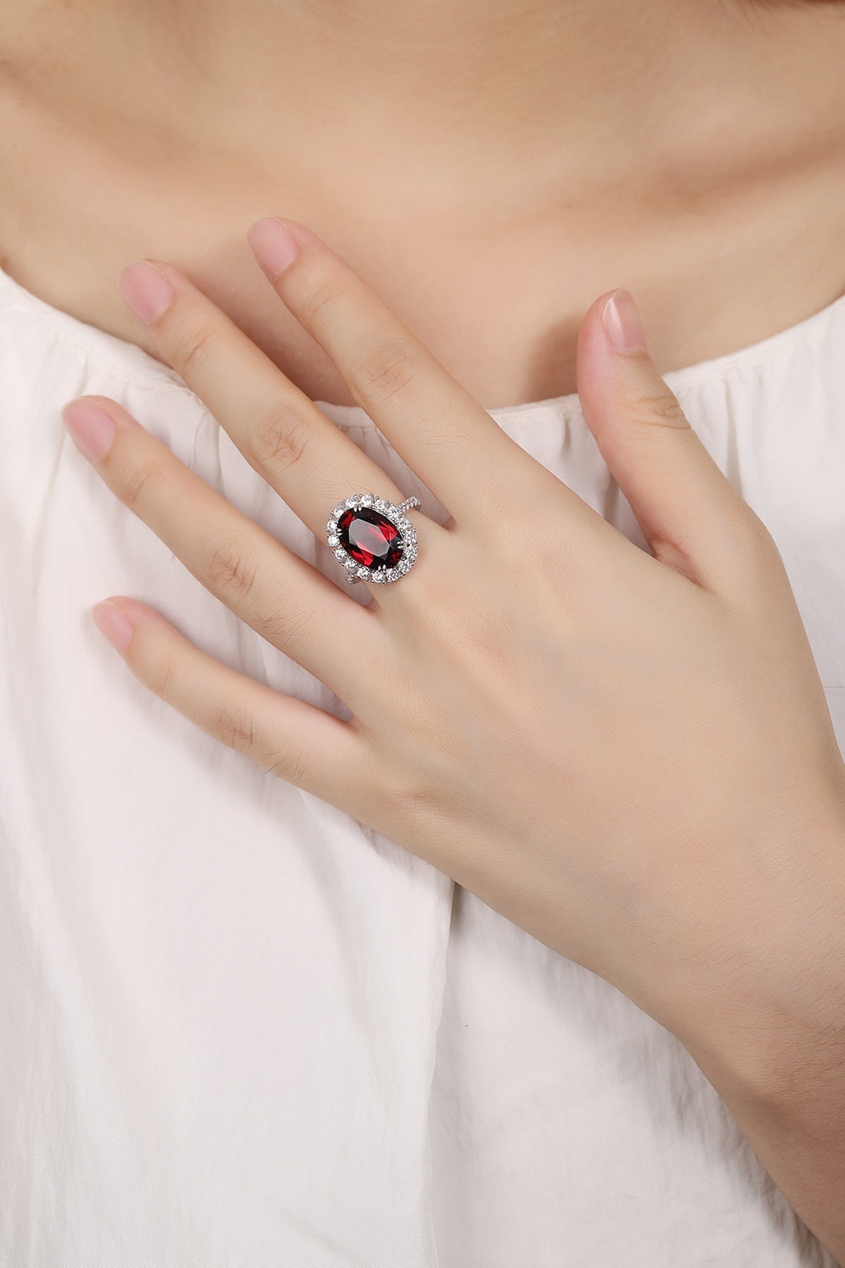 Sterling Silver Natural Garnet Ring W – JR210Y