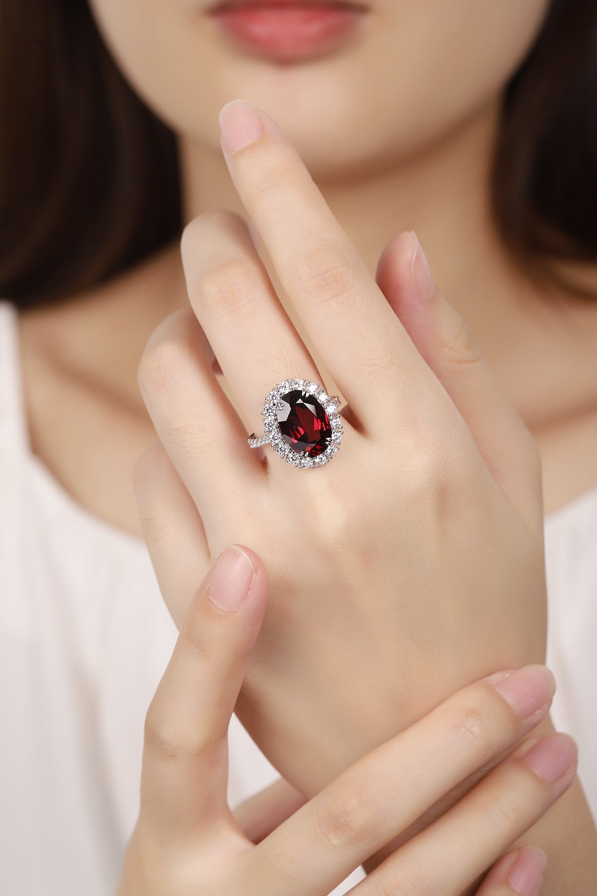 Sterling Silver Natural Garnet Ring W – JR210Y