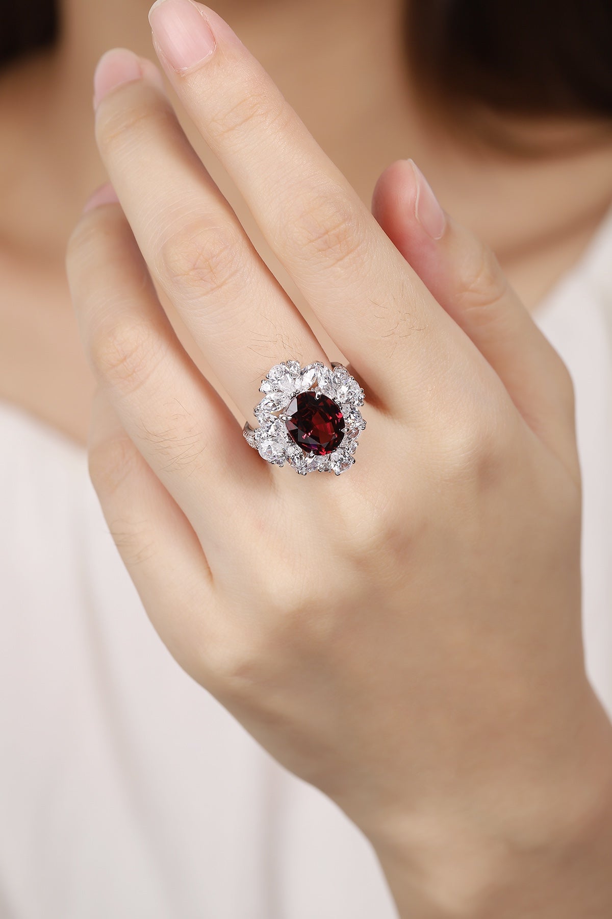 Sterling Silver Natural Garnet Ring W – JR147Y