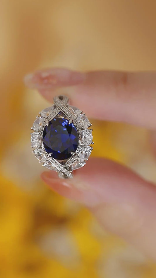 Sterling Silver Lab - Grown Sapphire Ring A – JSABR123Y