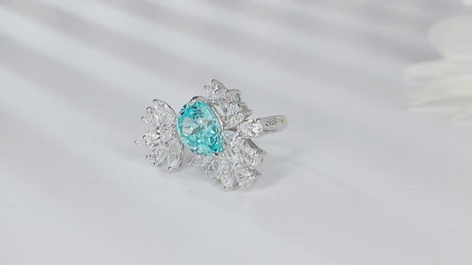 Sterling Silver Lab-Grown Paraiba Ring A – JR148Y