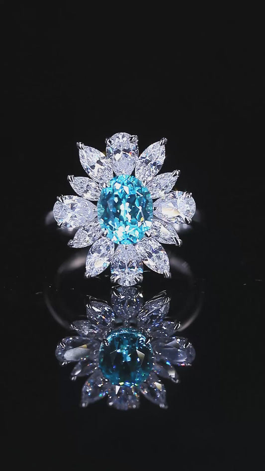 Sterling Silver Lab-Grown Paraiba Ring A – JR144Y