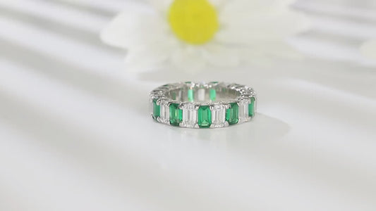 Sterling Silver Lab - Grown Emerald Ring A – JSEGR235Y
