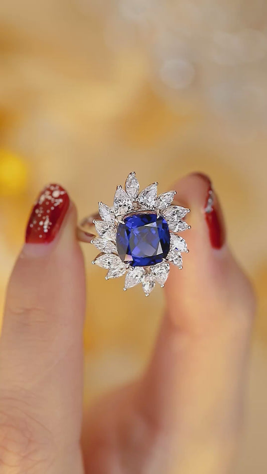 Sterling Silver Lab - Grown Sapphire Ring W – JSABB187Y