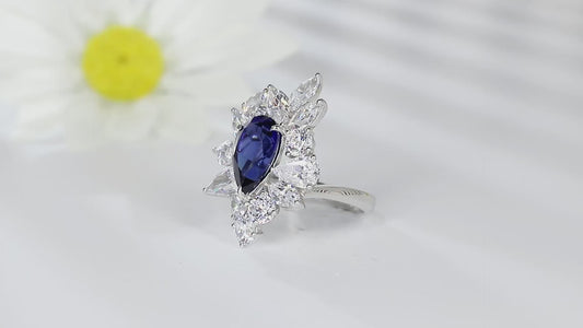 Sterling Silver Lab - Grown Sapphire Ring A – JSABR140Y