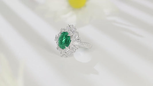 Sterling Silver Lab - Grown Emerald Ring W – JSEGR147Y