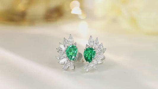 Sterling Silver Lab - Grown Emerald Earrings – JSEG476Y
