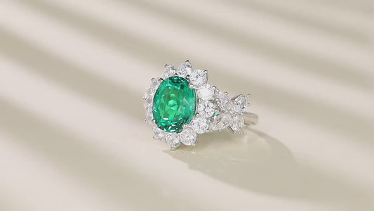Sterling Silver Lab - Grown Emerald Ring A – JSEGR675Y