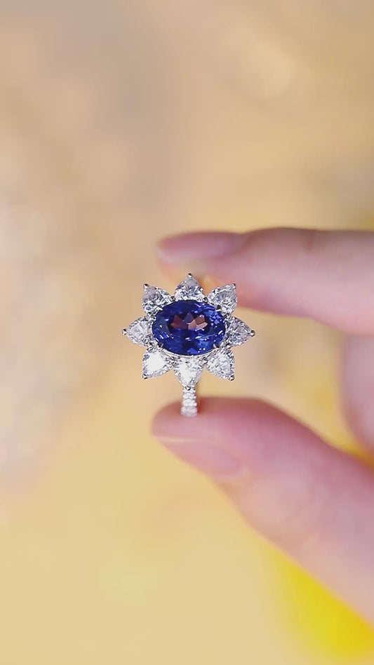 Sterling Silver Lab - Grown Sapphire Ring A – JSABR137Y