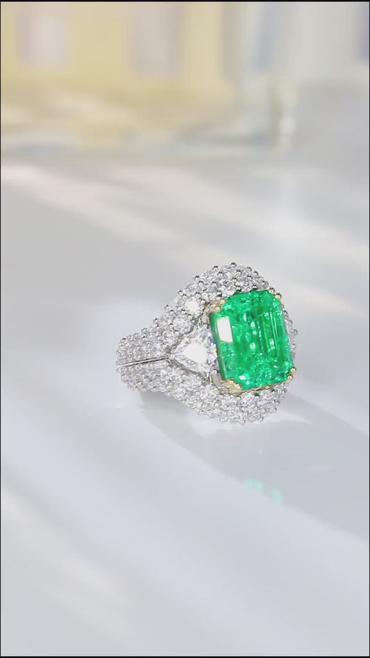 18K Gold Lab - Grown Emerald Ring A – 18001