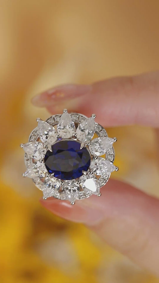 Sterling Silver Lab - Grown Sapphire Ring A – JSABR197Y