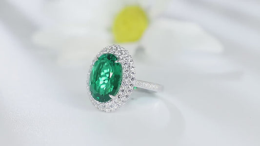 Sterling Silver Lab - Grown Emerald Ring W – JSEGR489Y