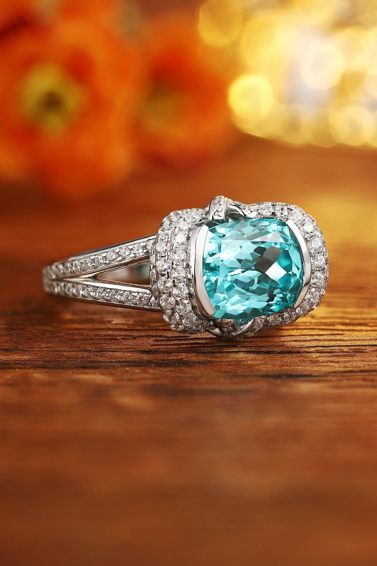 Sterling Silver Lab-Grown Paraiba Ring W – JR188Y