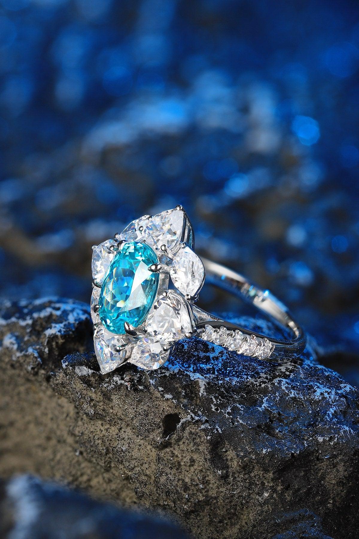 Sterling Silver Lab-Grown Paraiba Ring W – JR185Y