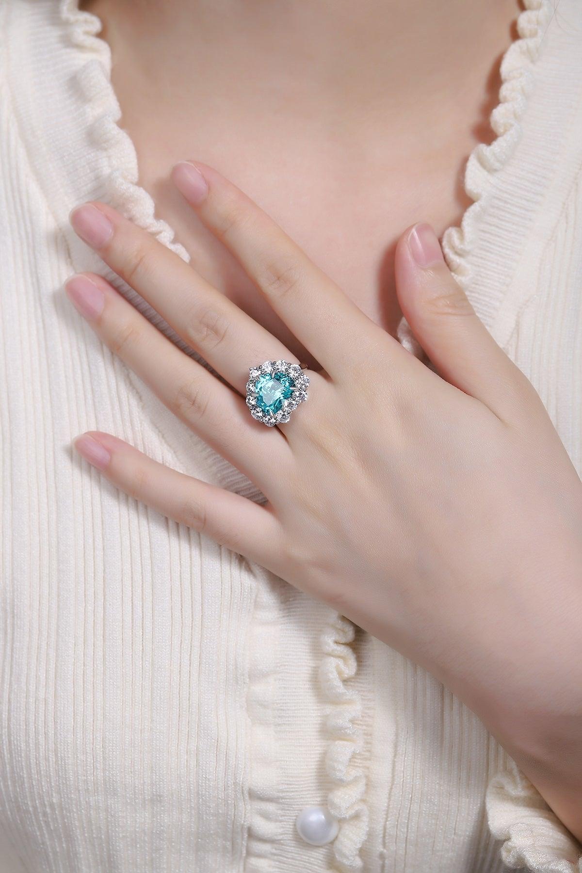 Sterling Silver Lab-Grown Paraiba Ring A – JR141Y