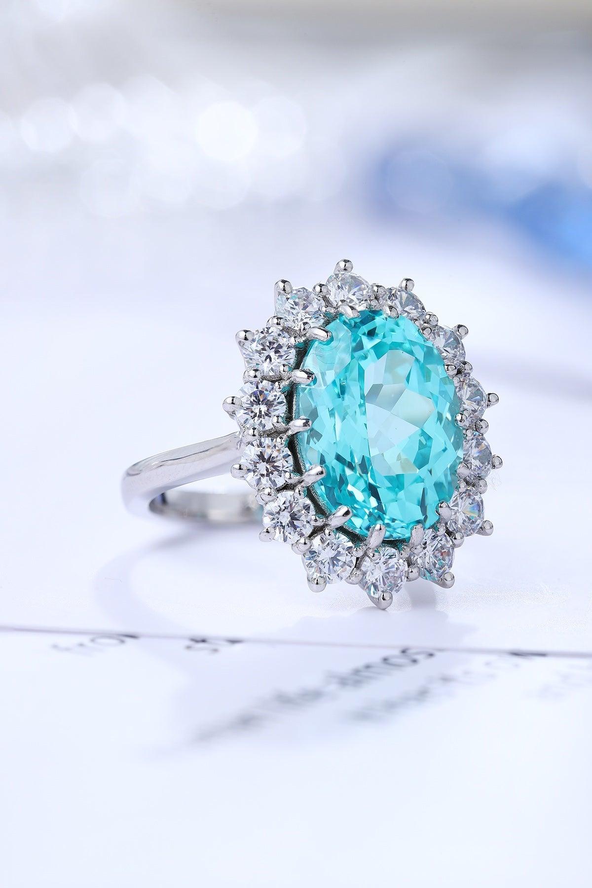 Sterling Silver Lab-Grown Paraiba Ring A – JR237Y