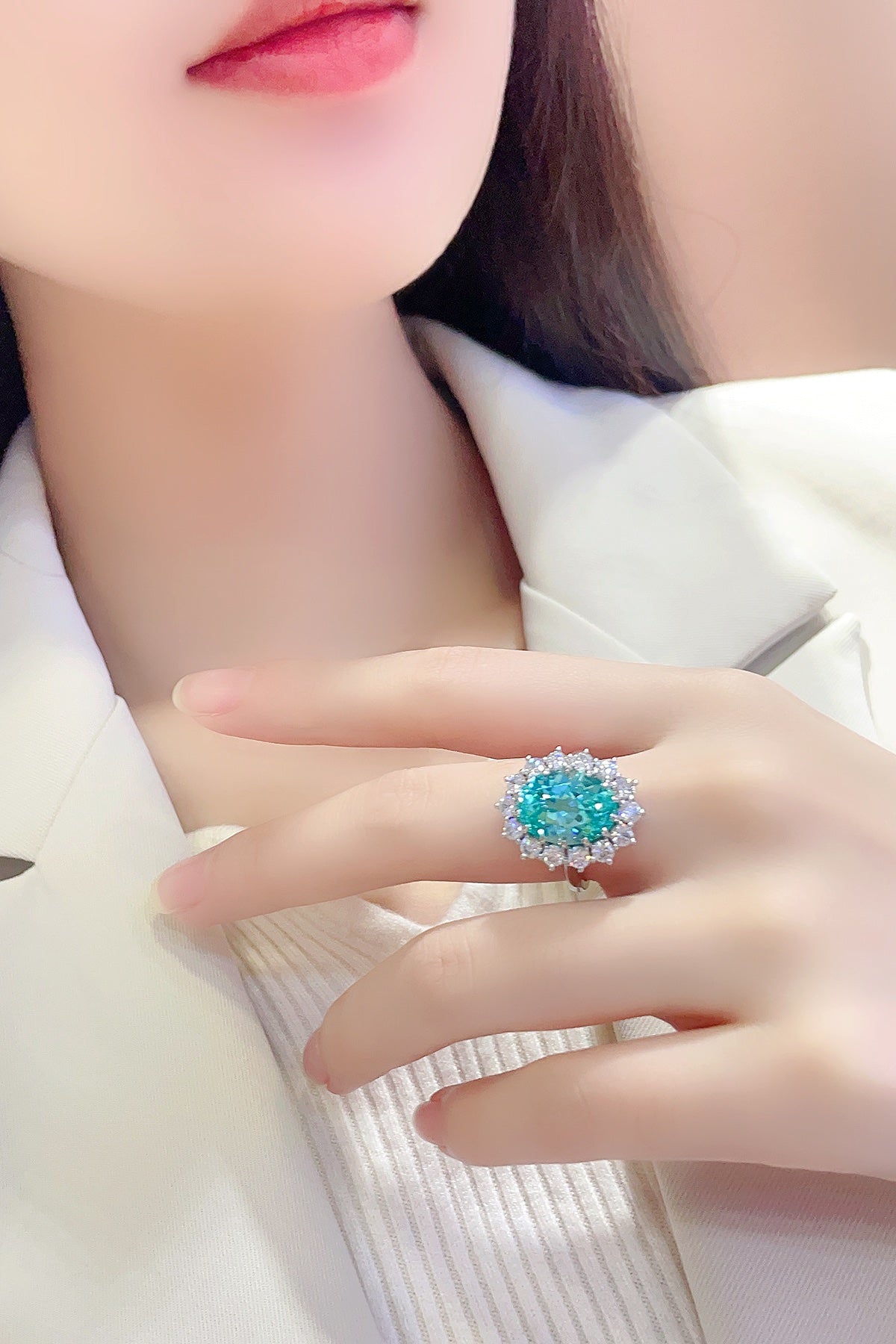 Sterling Silver Lab-Grown Paraiba Ring A – JR237Y