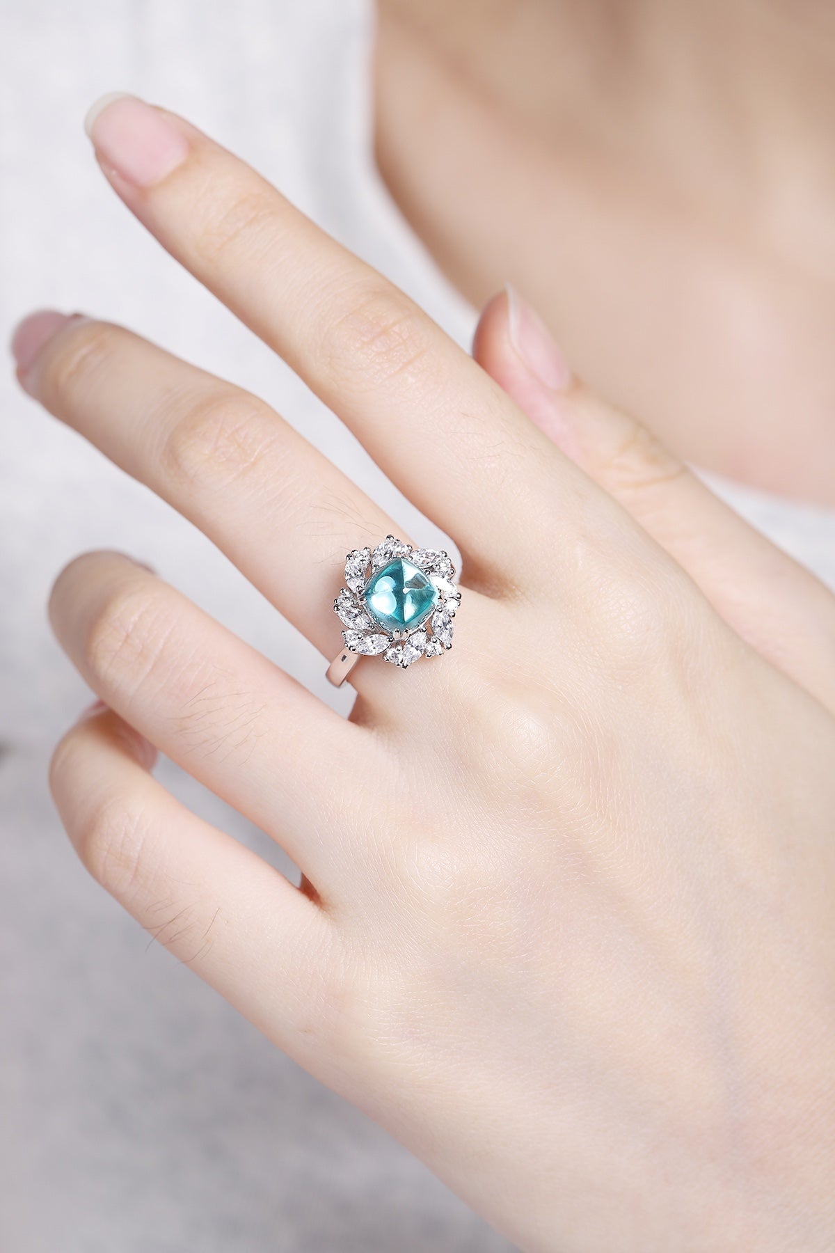 Sterling Silver Lab-Grown Paraiba Ring A – JR934Y