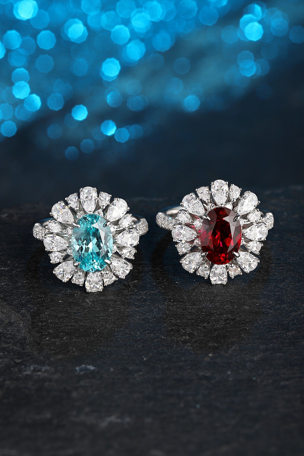 Sterling Silver Lab-Grown Paraiba Ring A – JR1271Y