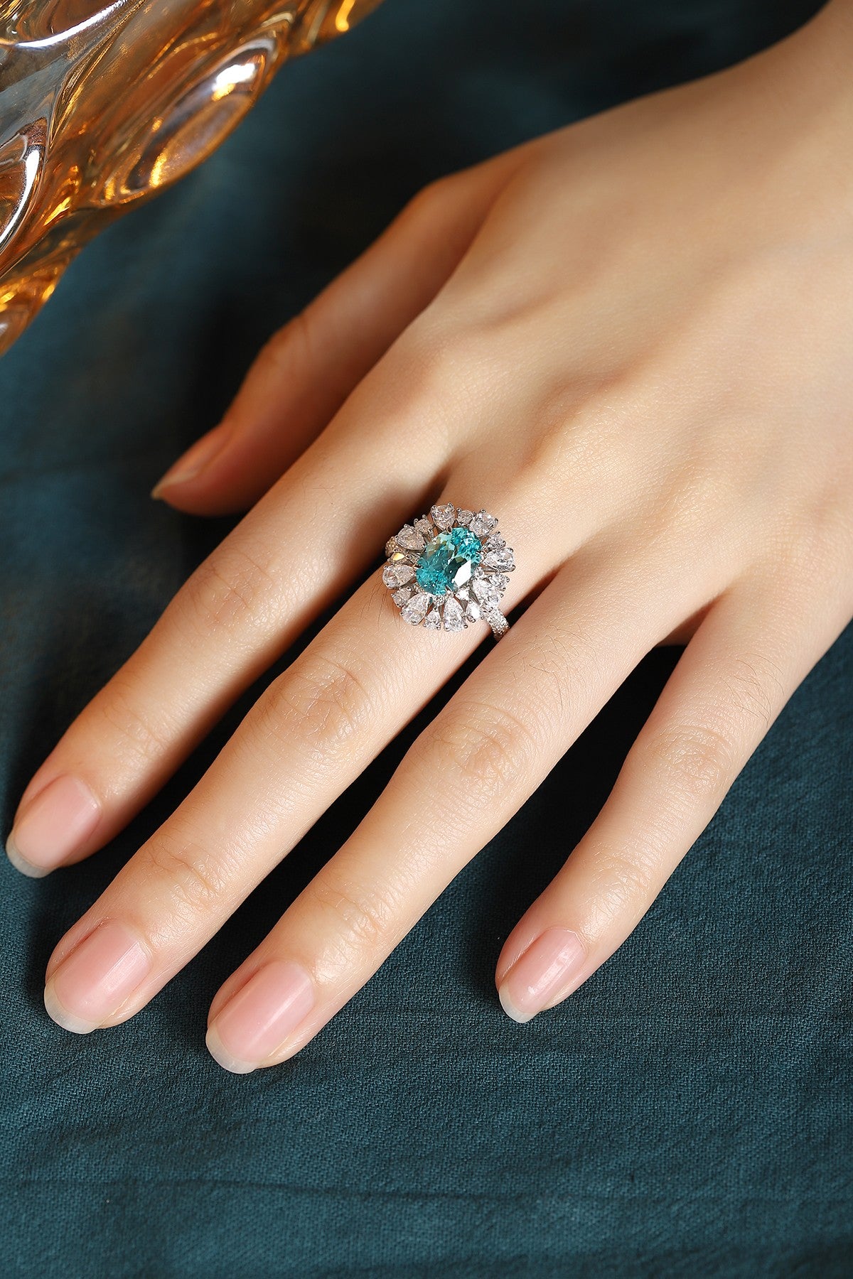 Sterling Silver Lab-Grown Paraiba Ring A – JR1271Y