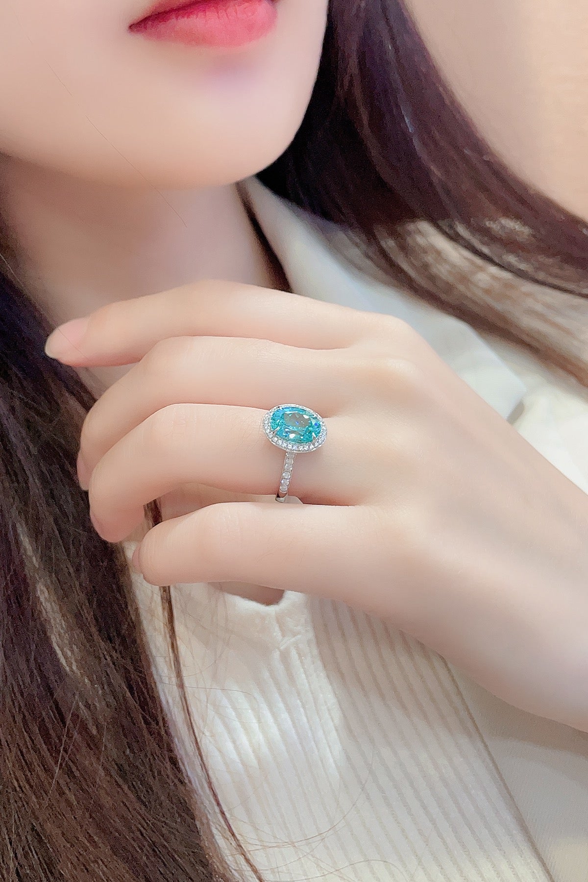 Sterling Silver Lab-Grown Paraiba Ring A – JR689Y