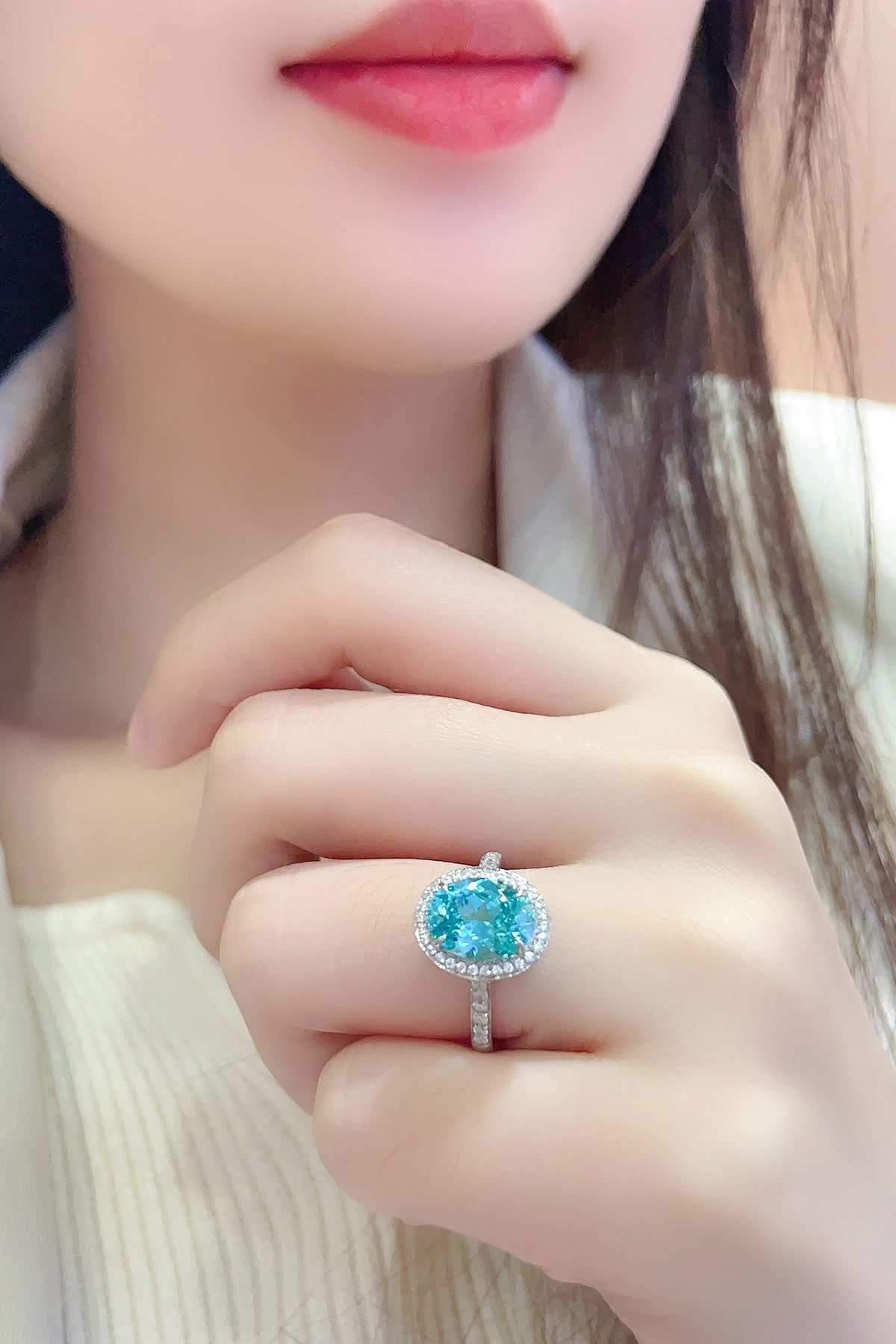 Sterling Silver Lab-Grown Paraiba Ring A – JR689Y