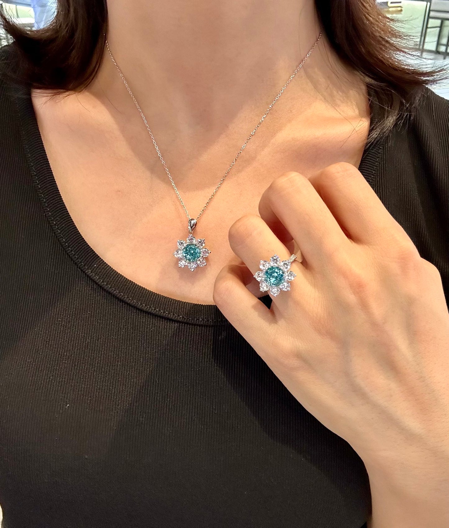 Sterling Silver Lab-Grown Paraiba Ring A – JR677Y