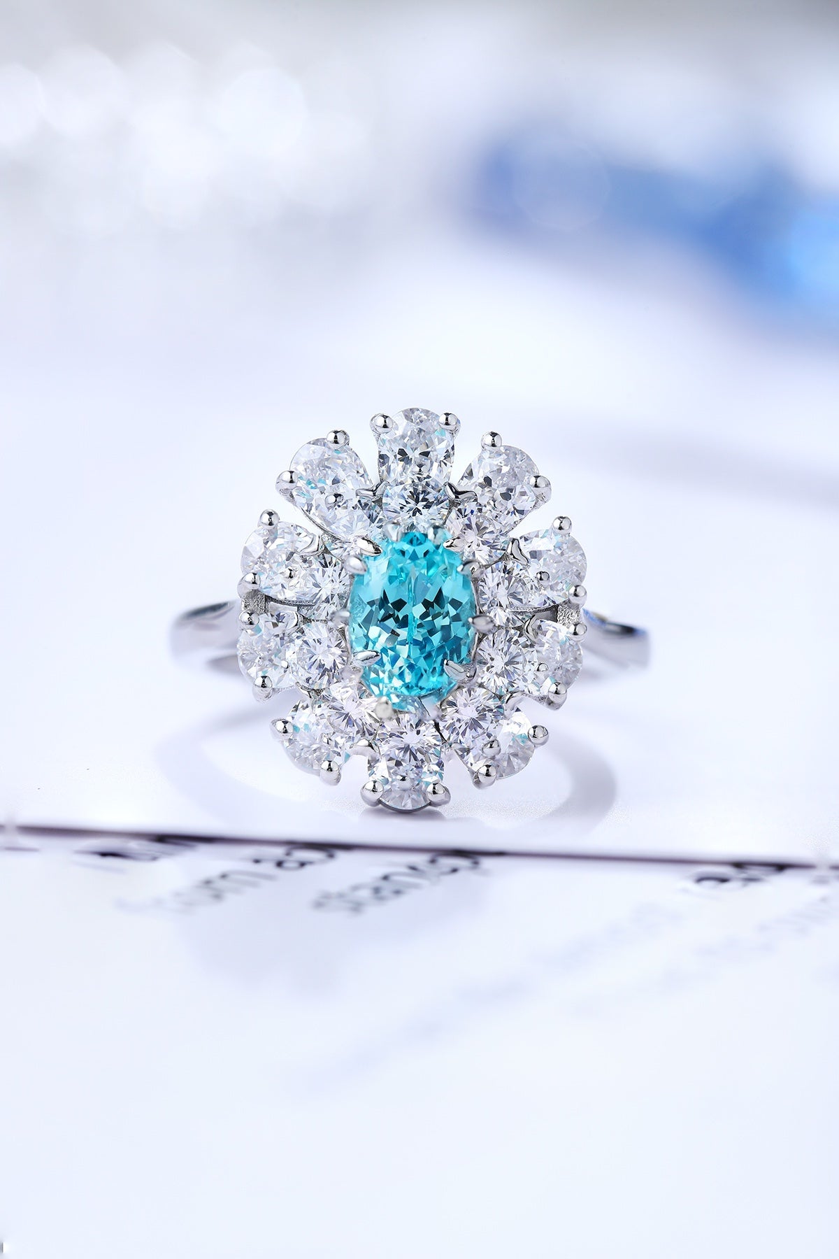 Sterling Silver Lab-Grown Paraiba Ring A – JR676Y
