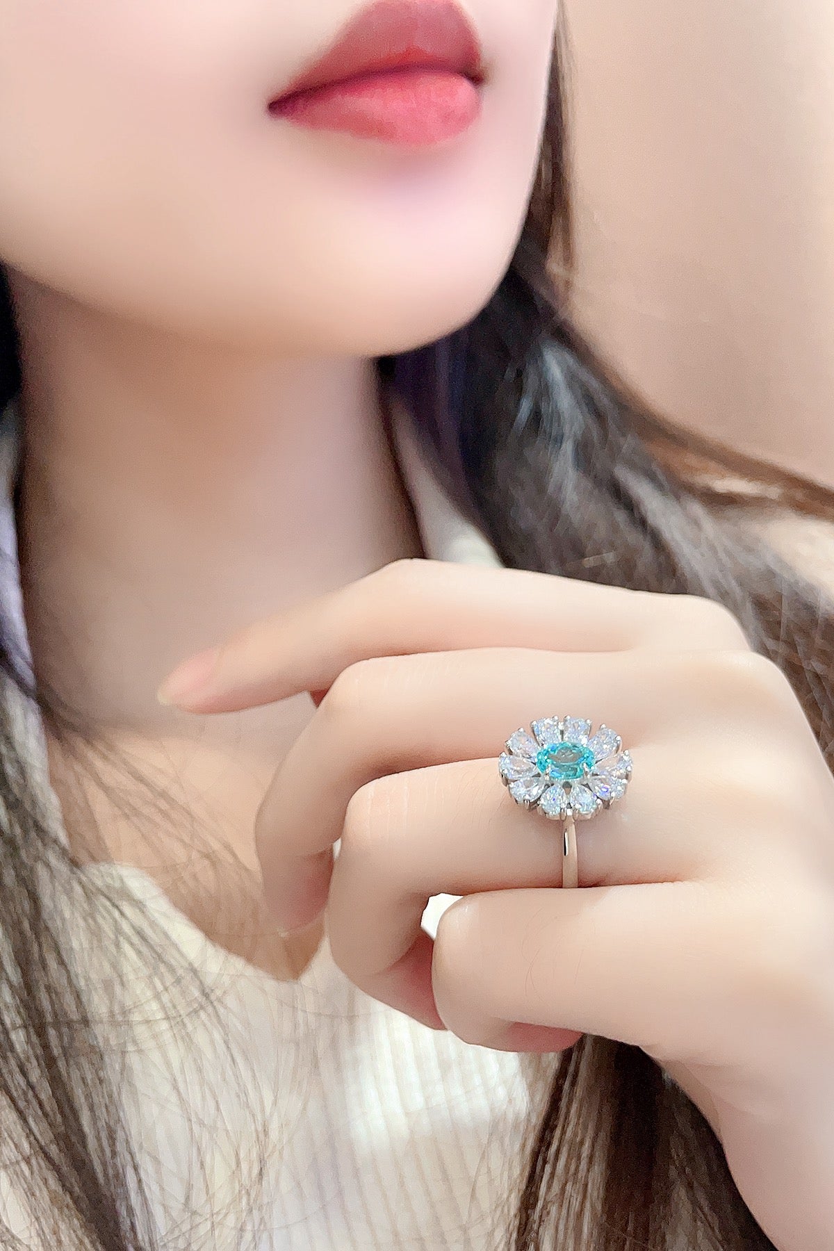 Sterling Silver Lab-Grown Paraiba Ring A – JR676Y