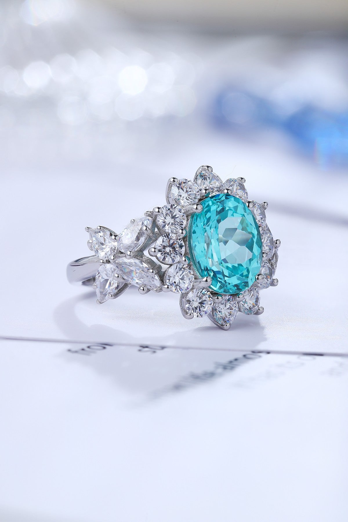Sterling Silver Lab-Grown Paraiba Ring A – JR675Y