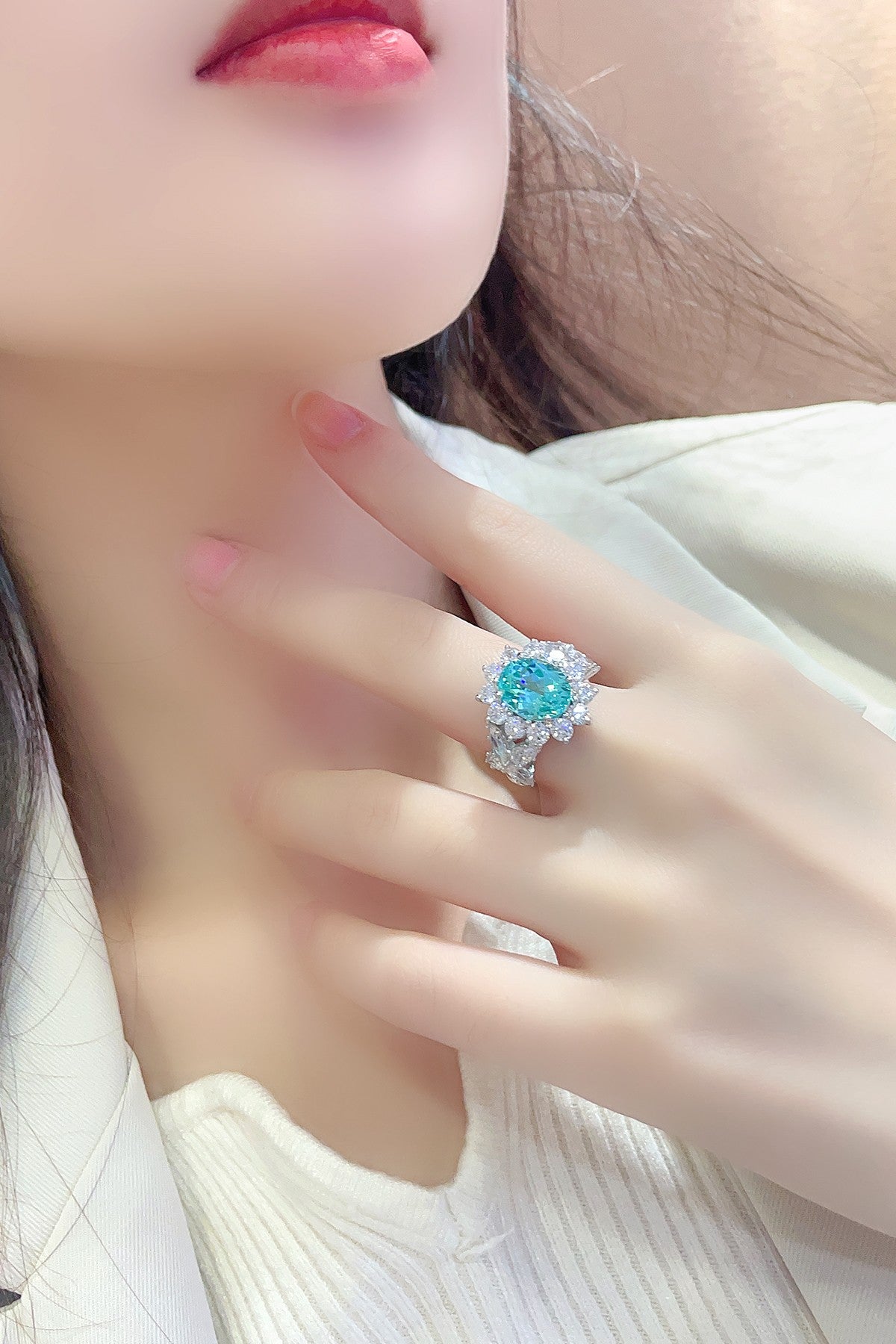 Sterling Silver Lab-Grown Paraiba Ring A – JR675Y