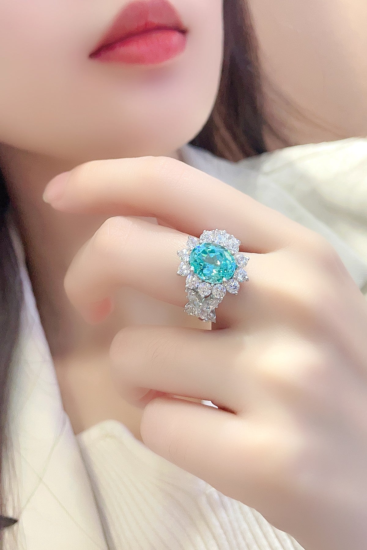 Sterling Silver Lab-Grown Paraiba Ring A – JR675Y