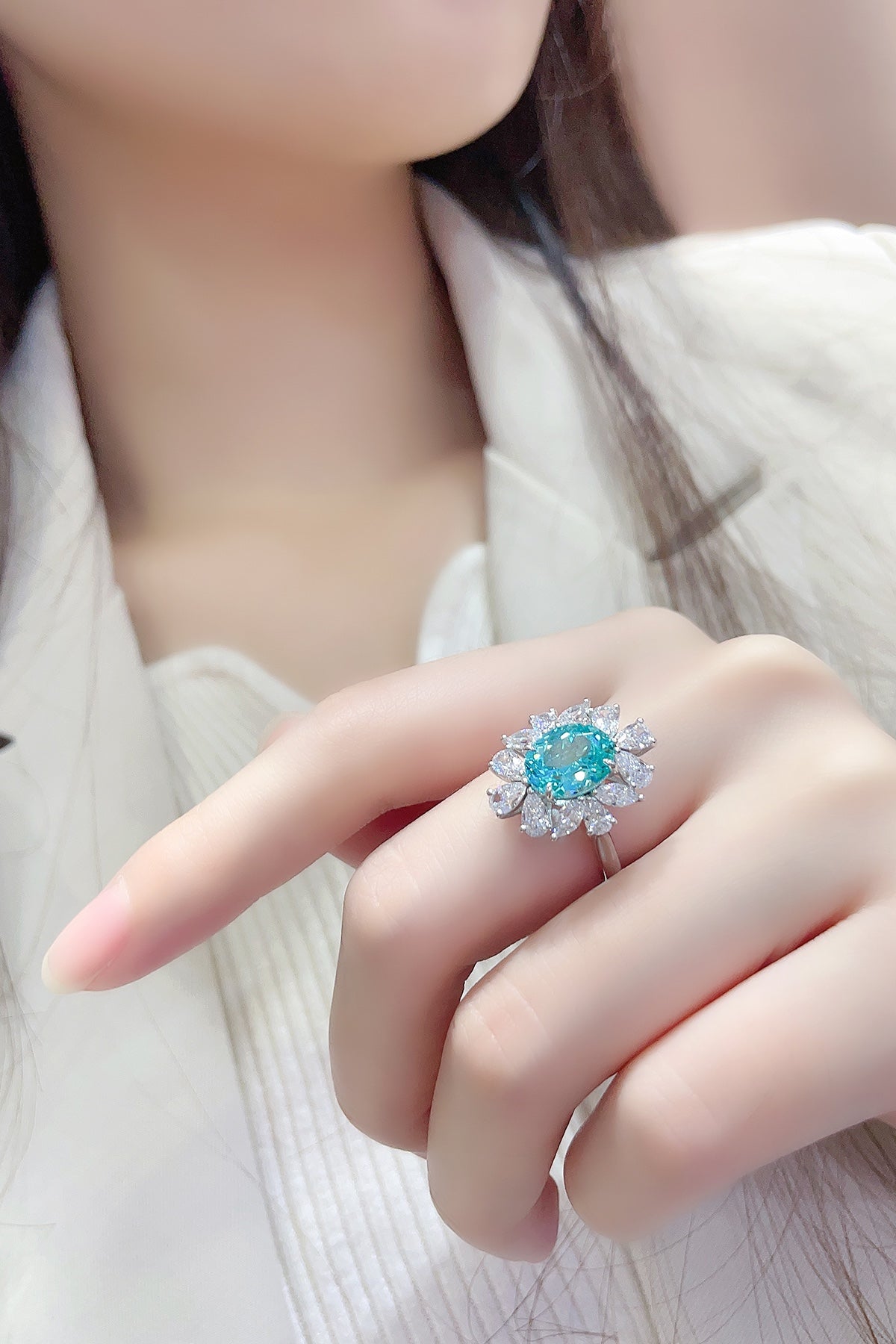 Sterling Silver Lab-Grown Paraiba Ring A – JR672Y