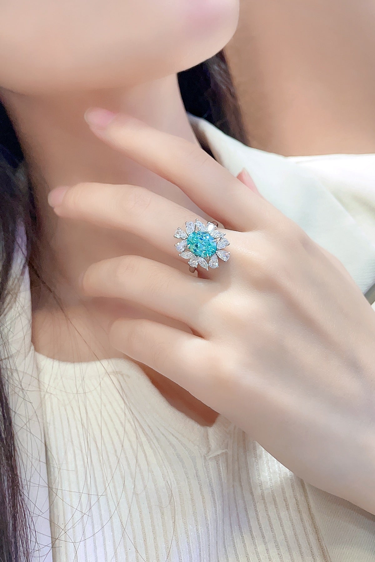Sterling Silver Lab-Grown Paraiba Ring A – JR672Y