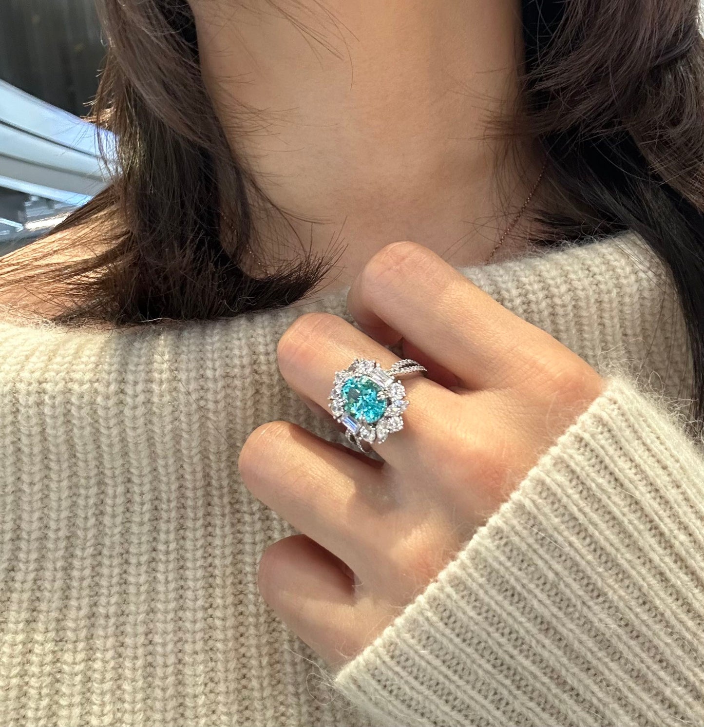 Sterling Silver Lab-Grown Paraiba Ring A – JR504Y