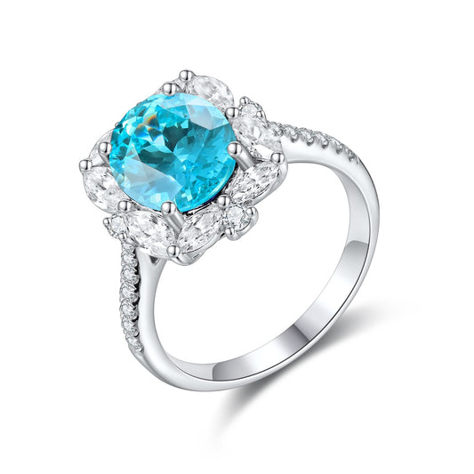 Sterling Silver Lab-Grown Paraiba Ring A – JR209Y