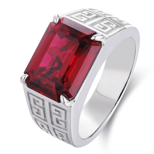 Sterling Silver Lab-Grown Ruby Men's Ring A – JRURR1029Y