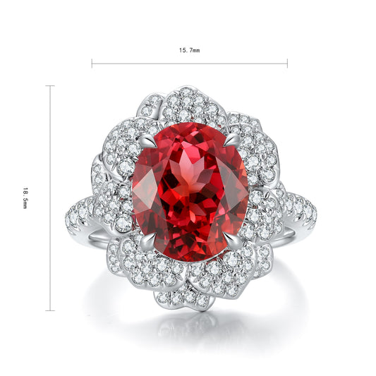 Sterling Silver Lab-Grown Padparadscha Sapphire Ring A – JR1224Y