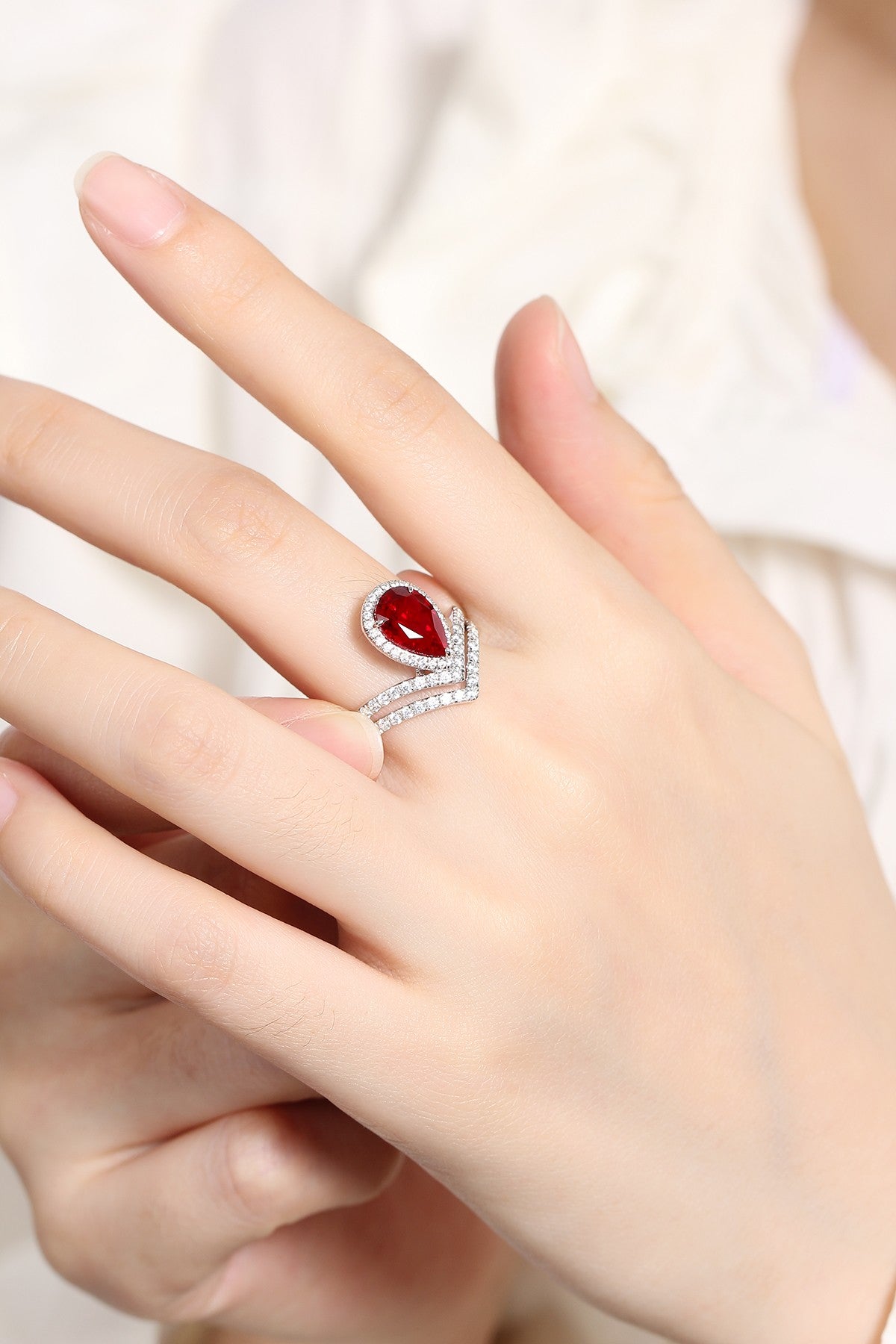 Sterling Silver Lab-Grown Ruby Ring W – JRURR18537