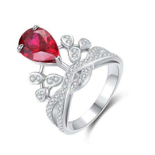 Sterling Silver Lab-Grown Ruby Ring A – JRURR18542