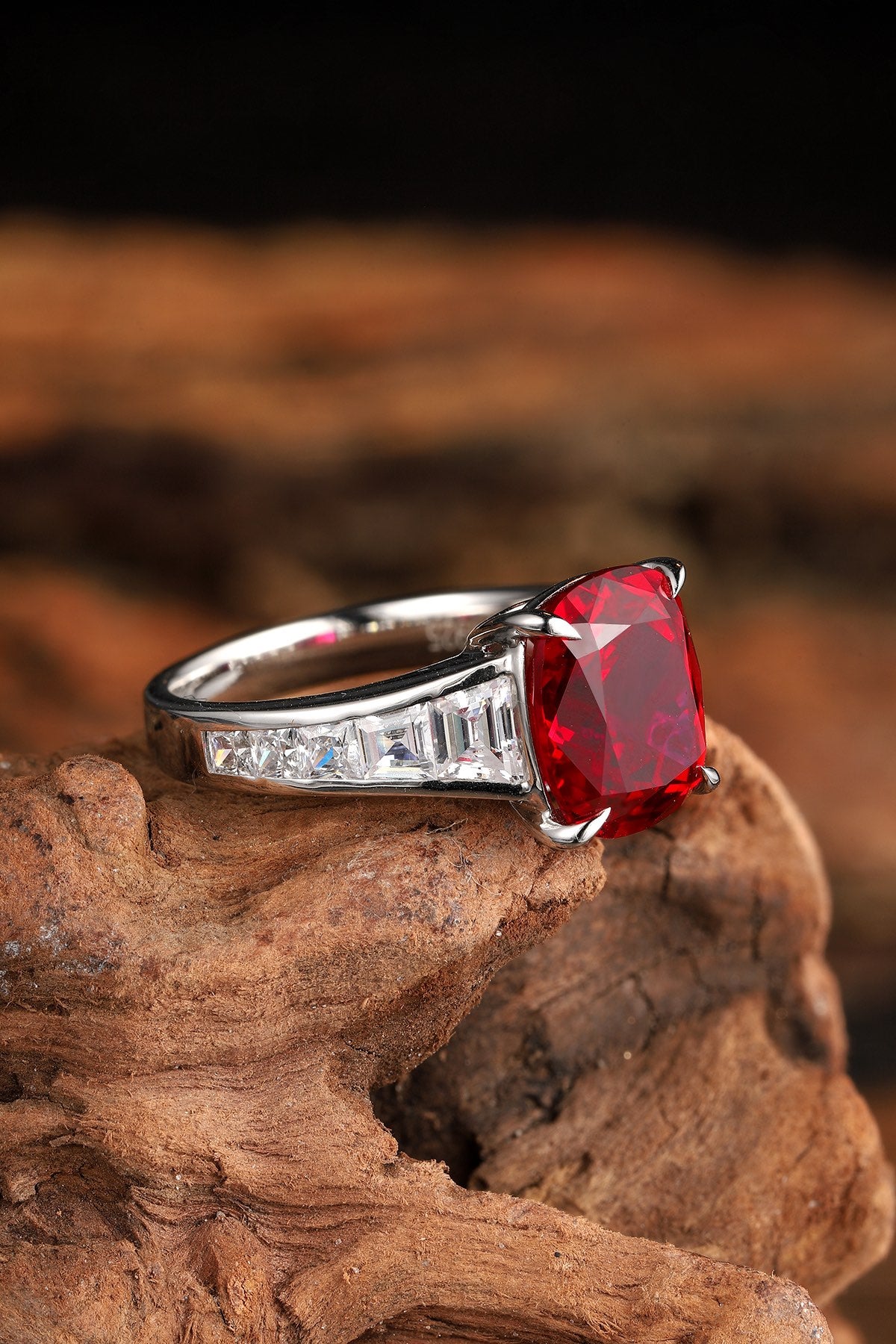 Sterling Silver Lab - Grown Ruby Ring A – JRURR204Y