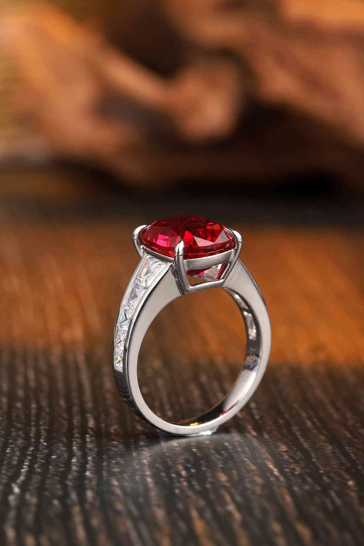 Sterling Silver Lab - Grown Ruby Ring A – JRURR204Y