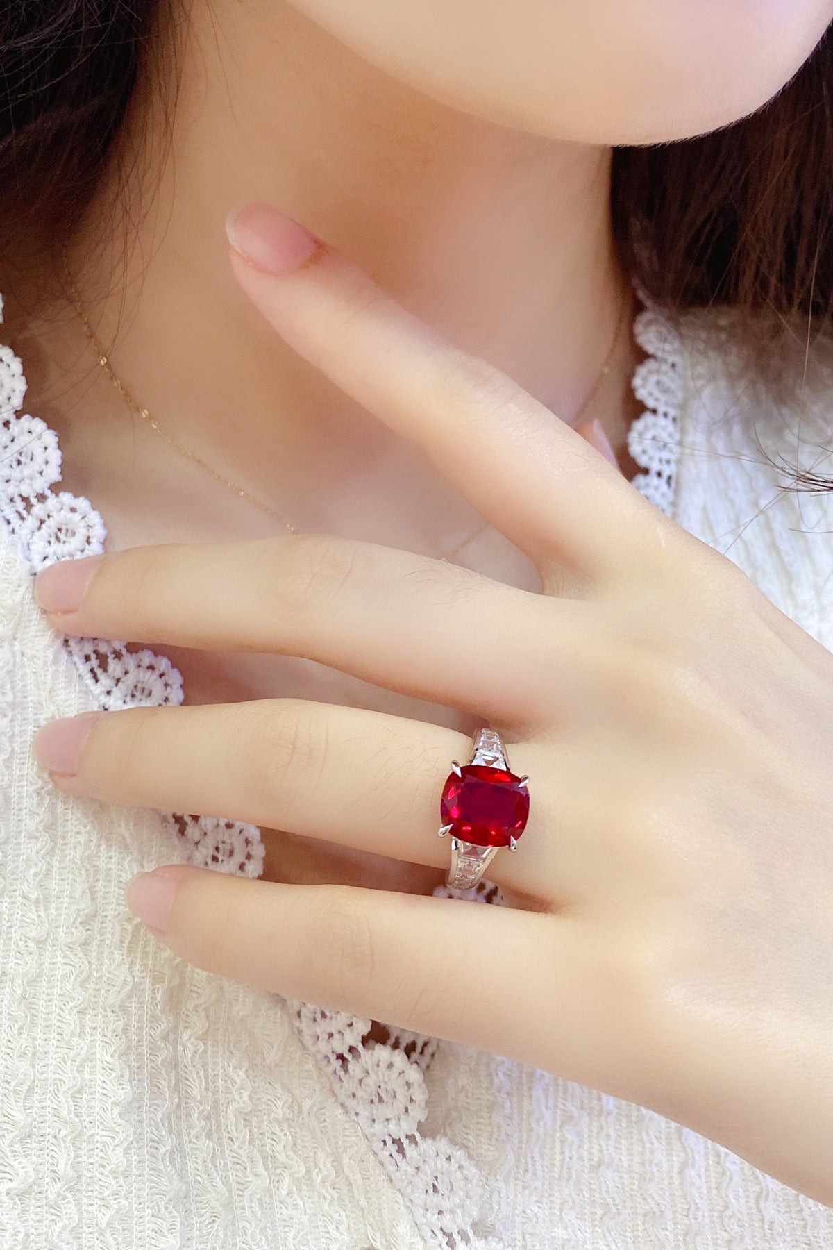 Sterling Silver Lab - Grown Ruby Ring A – JRURR204Y