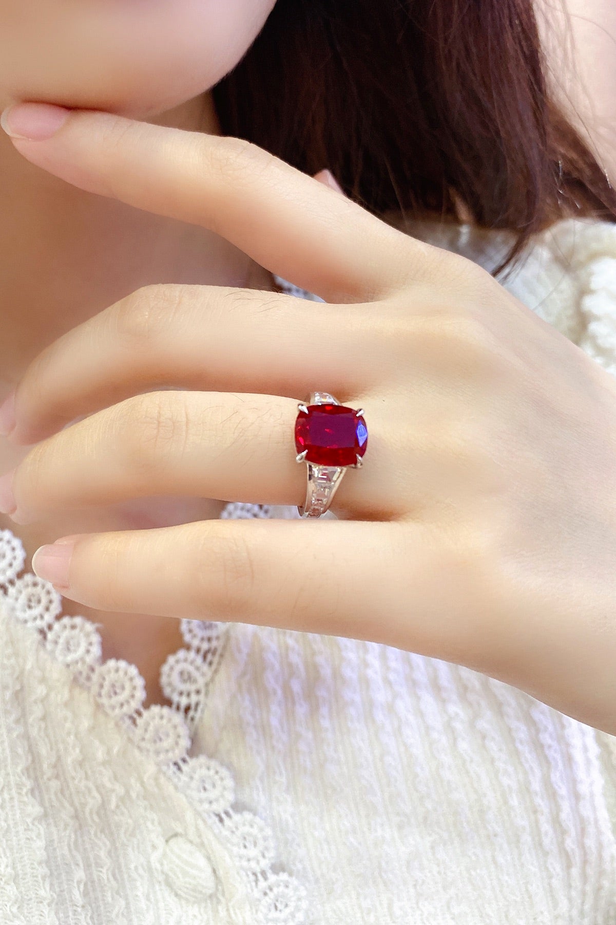Sterling Silver Lab - Grown Ruby Ring A – JRURR204Y