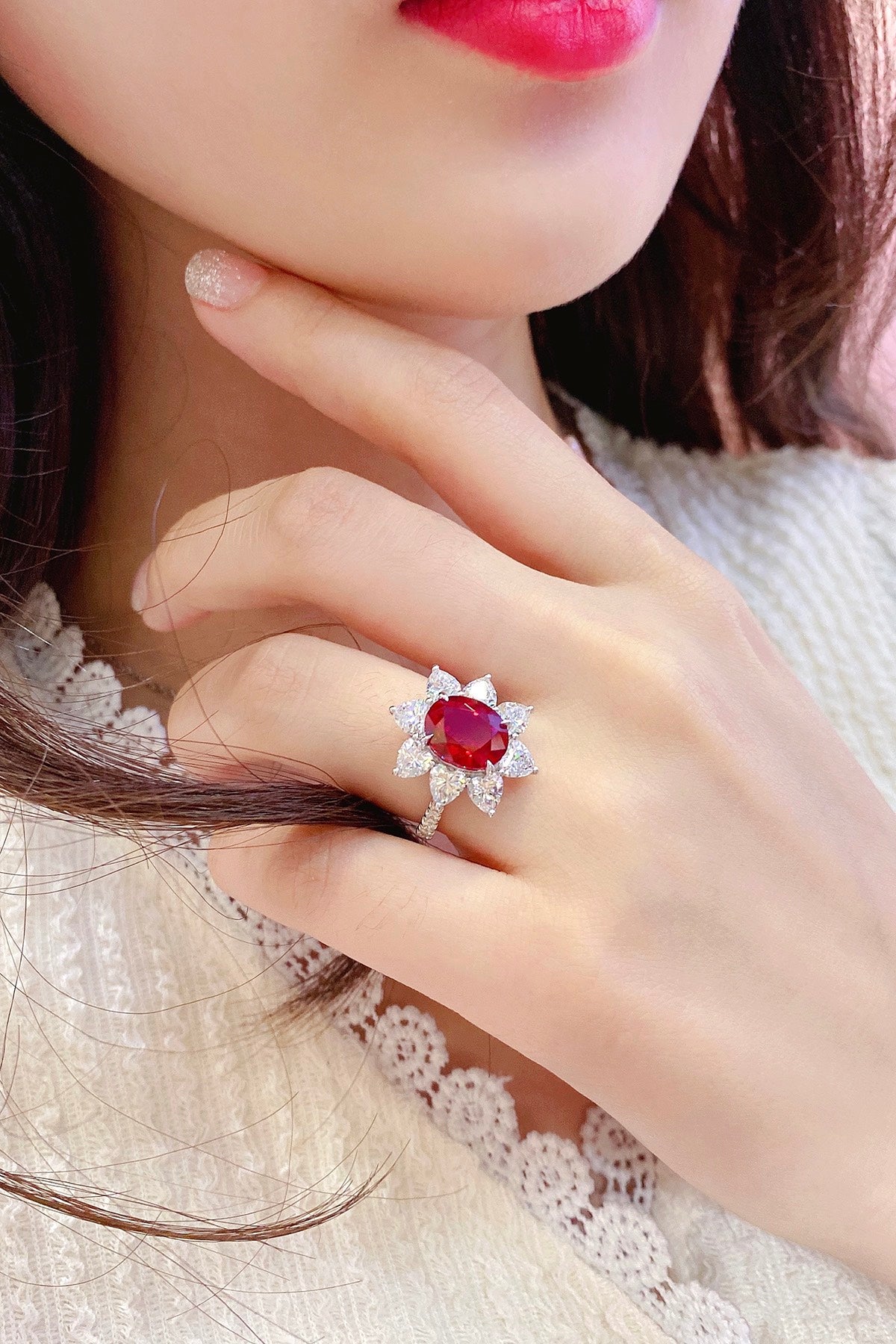 Sterling Silver Lab - Grown Ruby Ring A – JRURR137Y