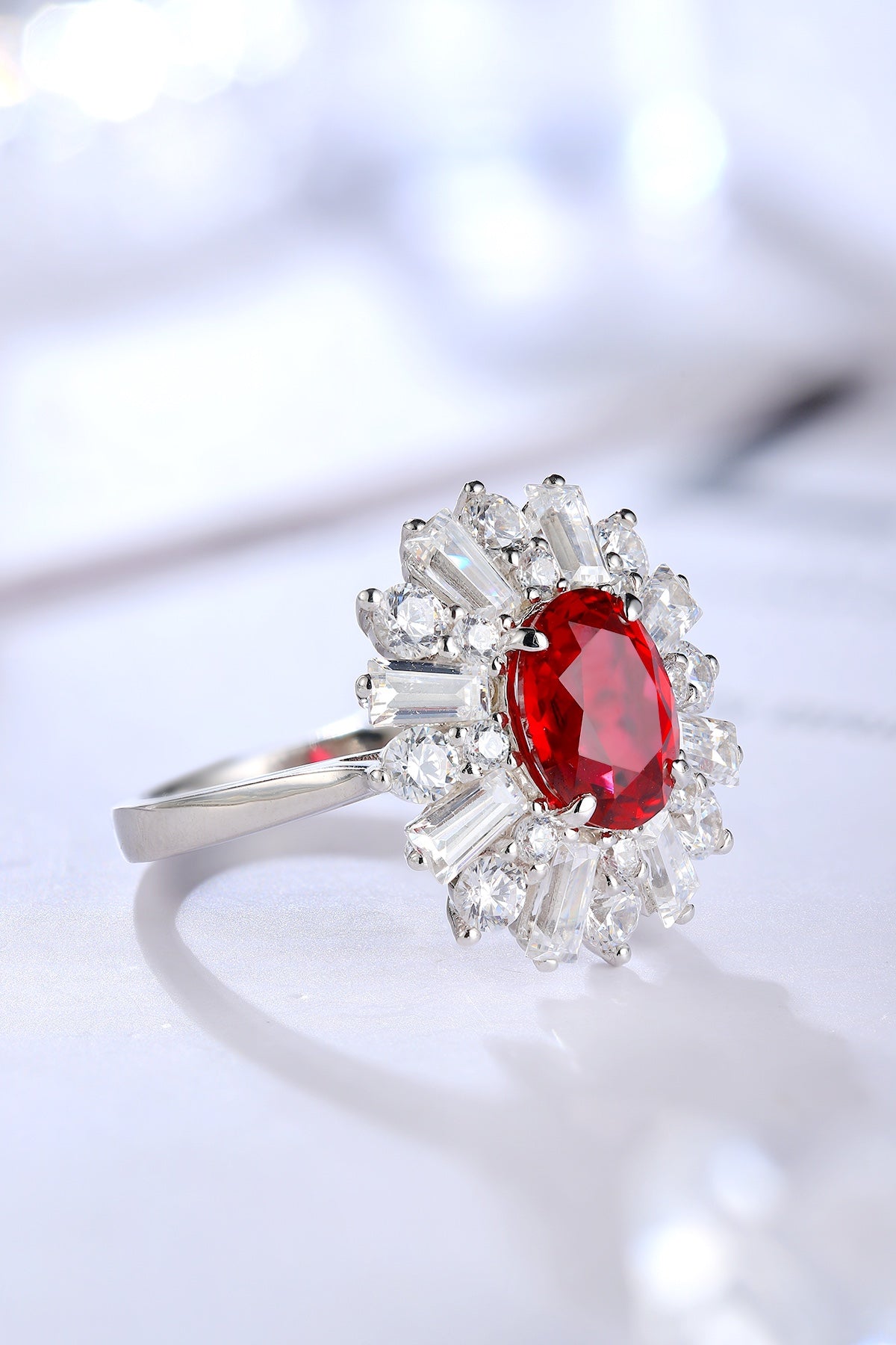 Sterling Silver Lab - Grown Ruby Ring A – JRURR106Y