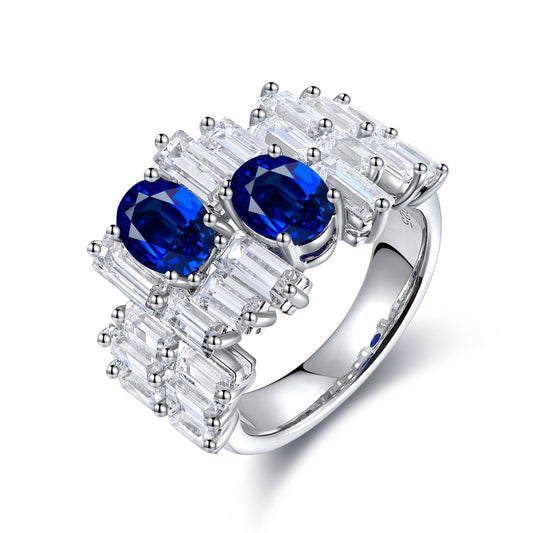 Sterling Silver Lab - Grown Sapphire Ring A – JSABR453Y
