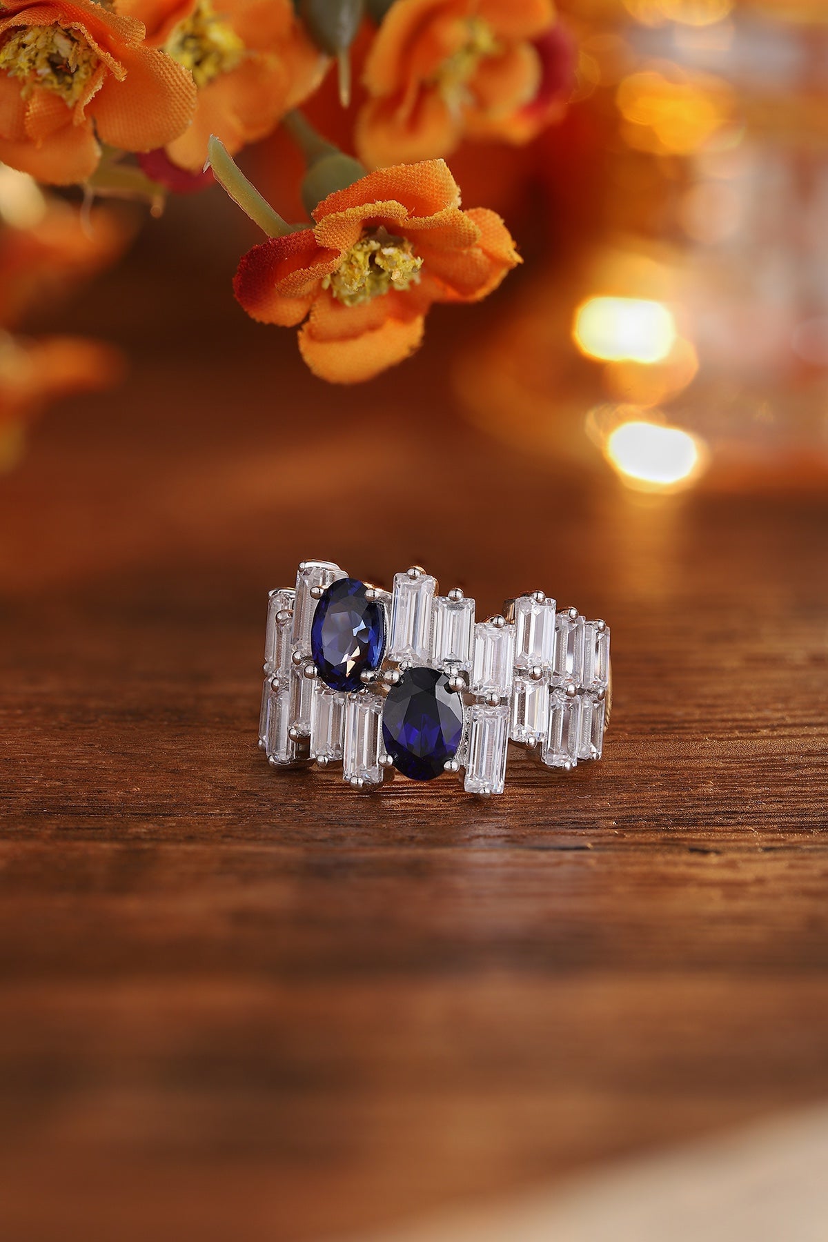 Sterling Silver Lab - Grown Sapphire Ring A – JSABR453Y