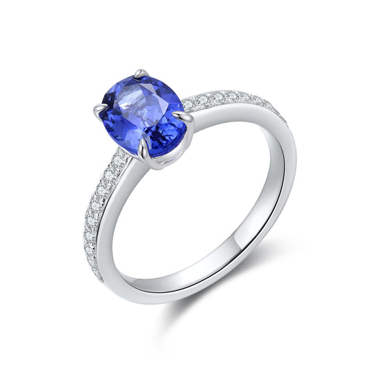 Sterling Silver Lab - Grown Sapphire Ring W – JSABR181479