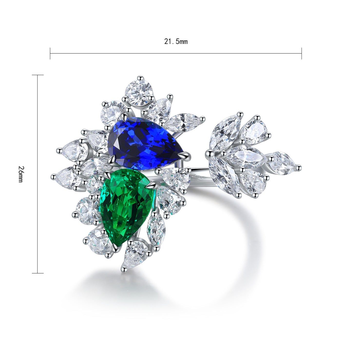 S925 Silver Lab - Grown Sapphire and Emerald Ring A – JR281Y